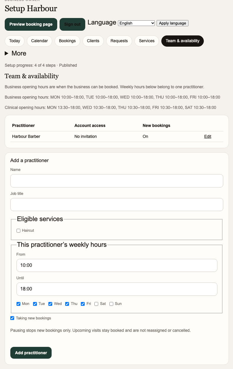Team and availability