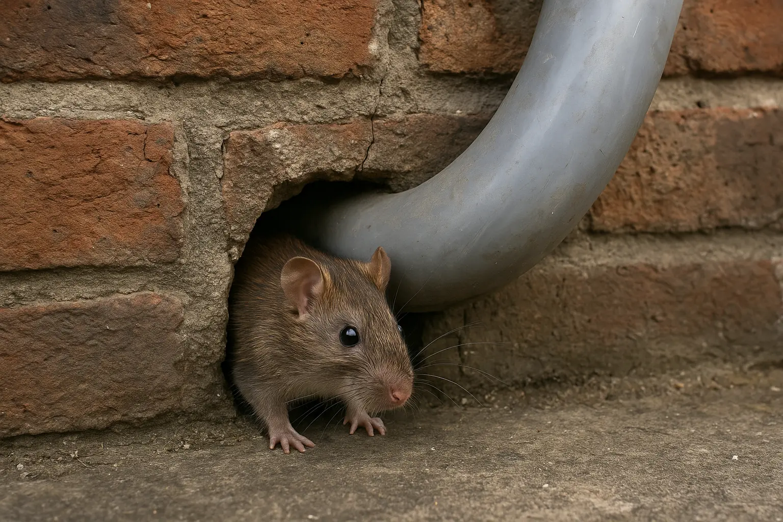 Rat entry gap near pipework