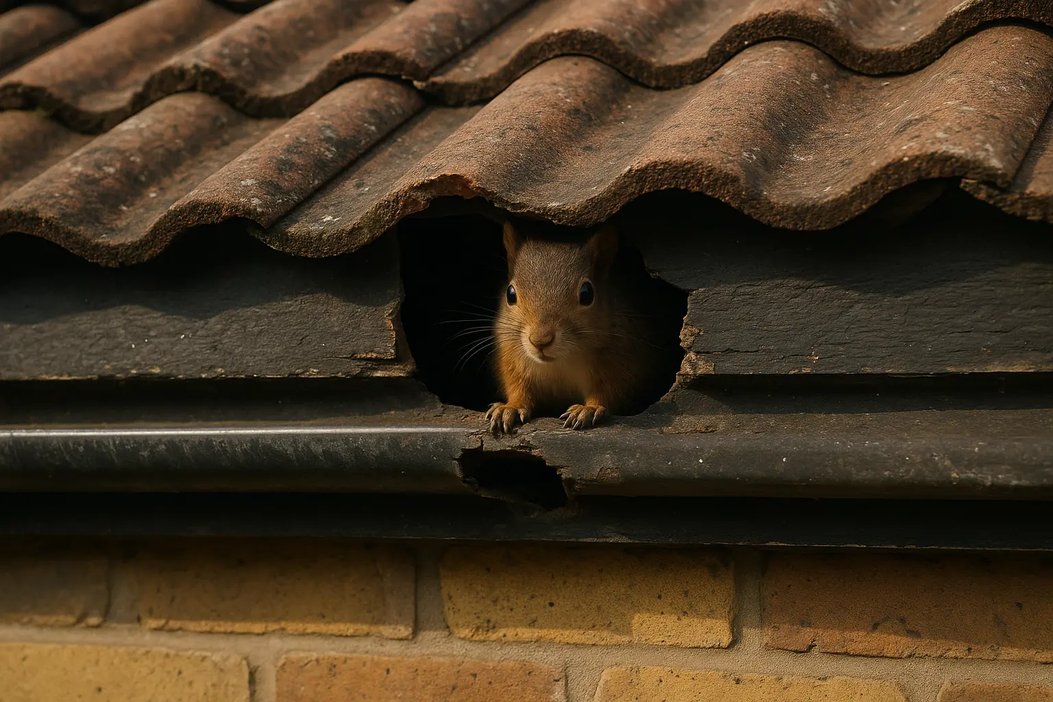 Squirrel access point in roofline