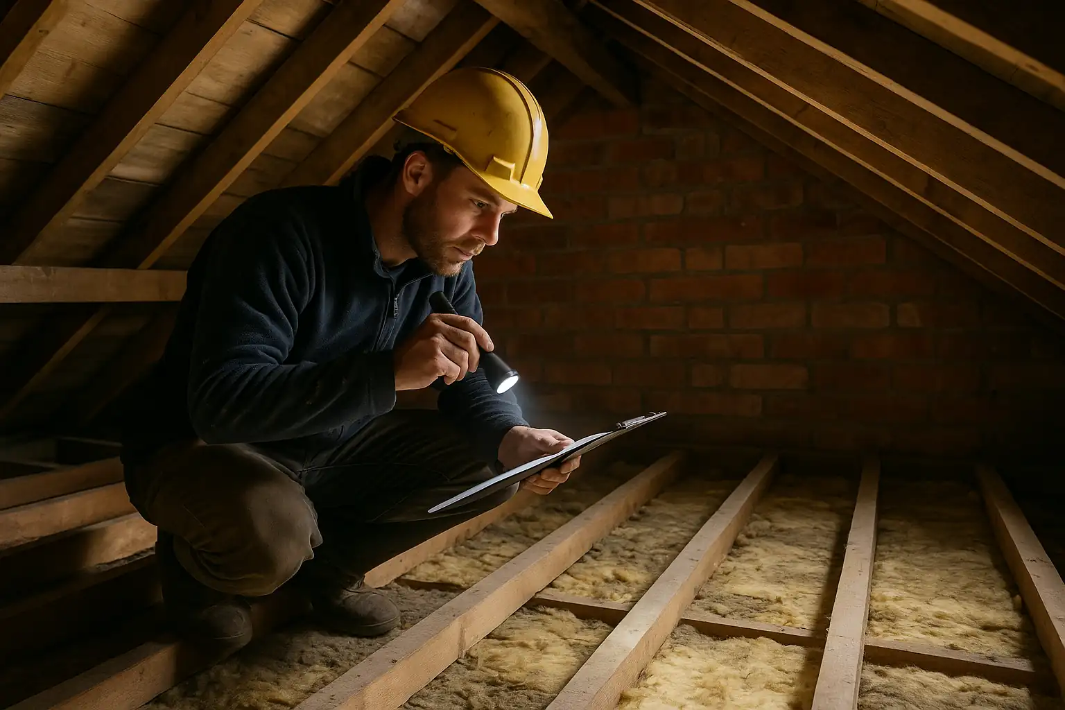 Fiberglass loft insulation survey and access check