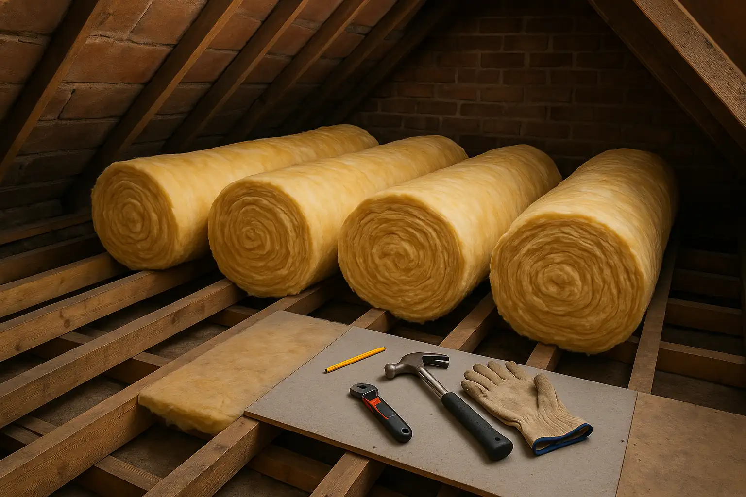 Existing fiberglass insulation condition before improvement