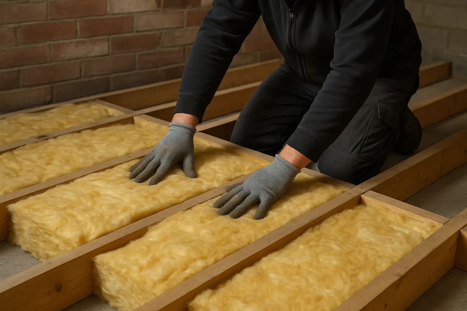 Fiberglass loft insulation preparation and access route