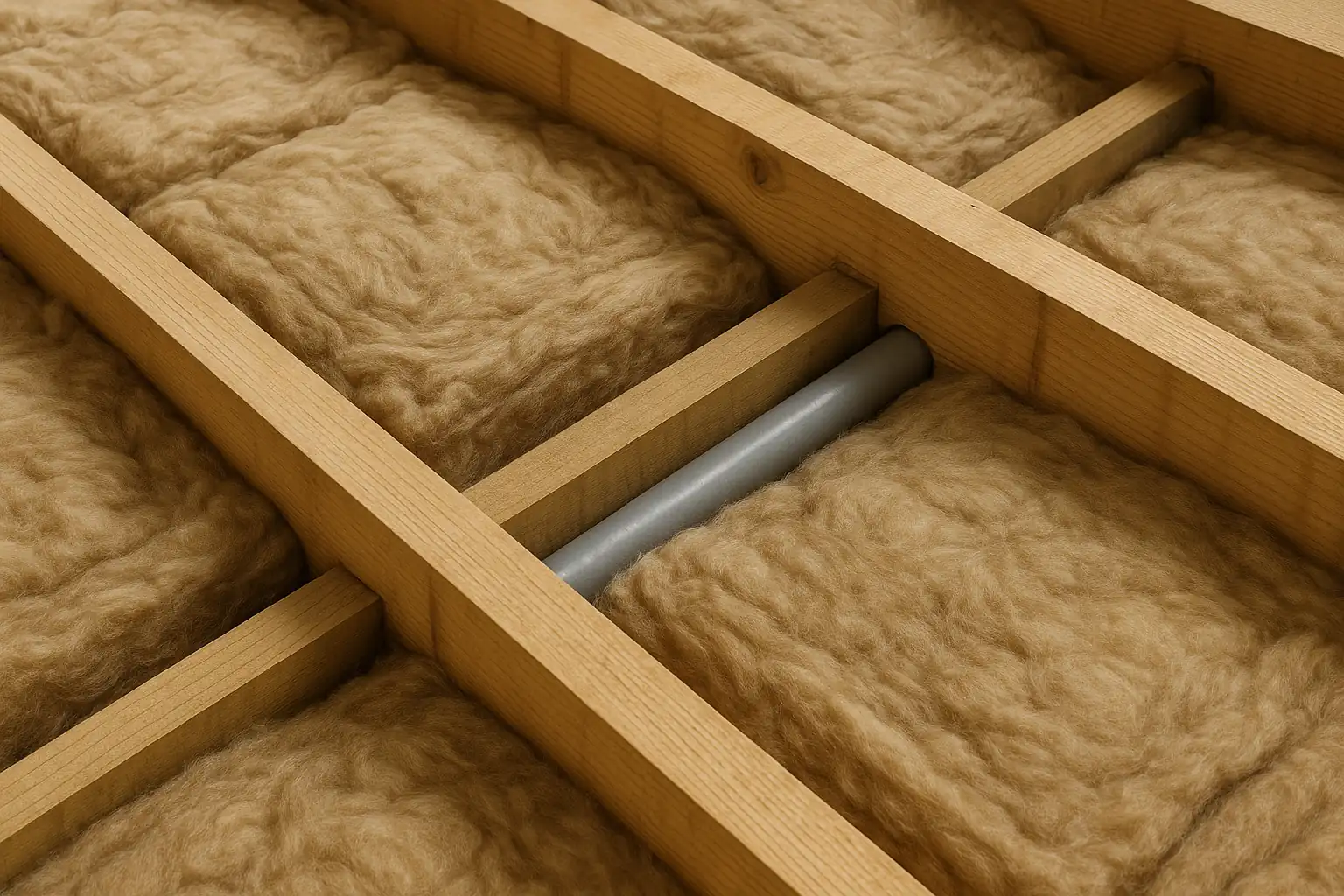 Fiberglass loft insulation material detail and fitting