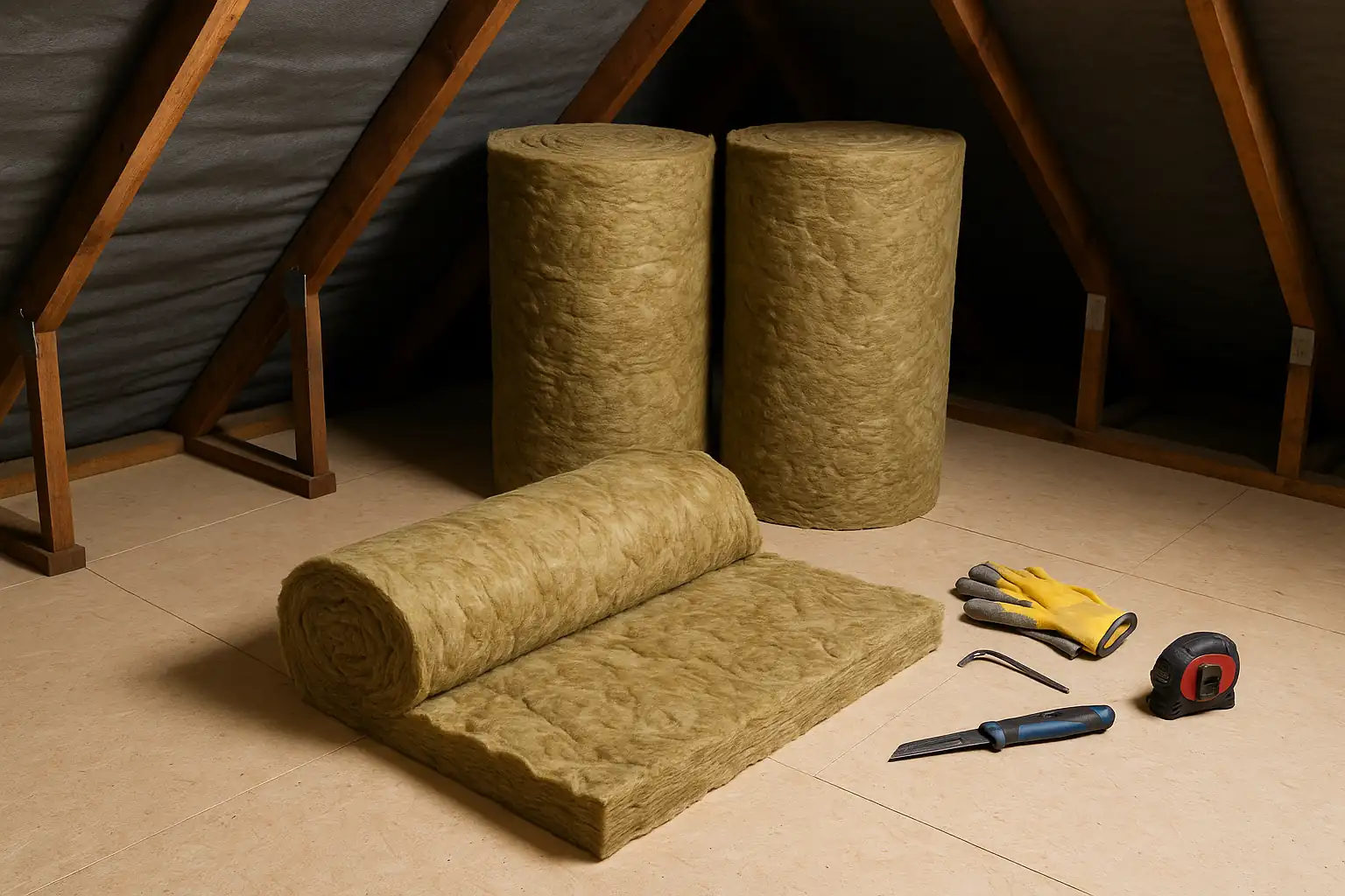 Existing loft insulation before mineral wool upgrade