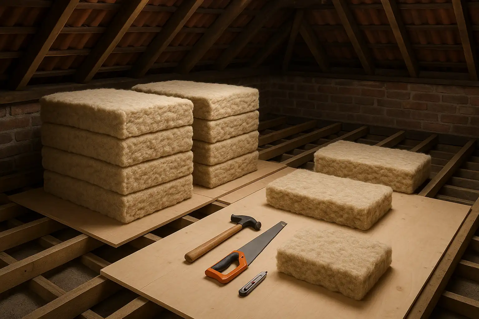 Existing loft condition before sheep wool insulation