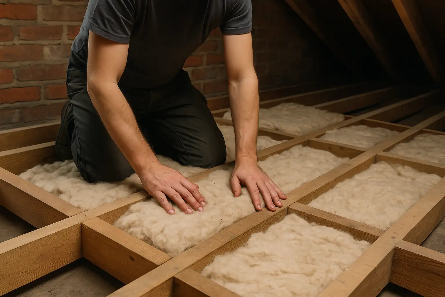 Natural sheep wool insulation preparation in a UK loft