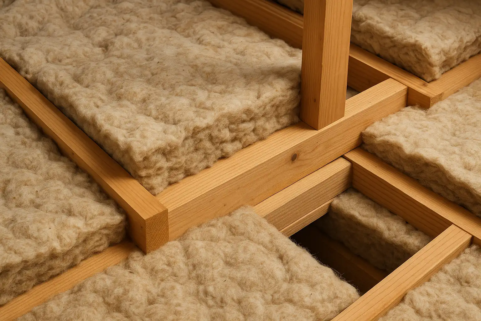 Sheep wool insulation material detail and careful fitting