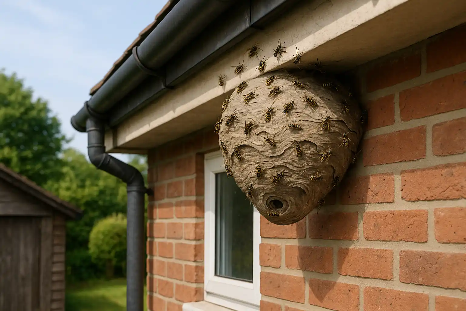 Wasp nest activity around a property
